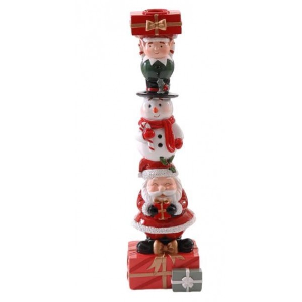 1 Adet 31cm Yılbaşı Şamdan Mumluk Noel Baba Kardan Adam