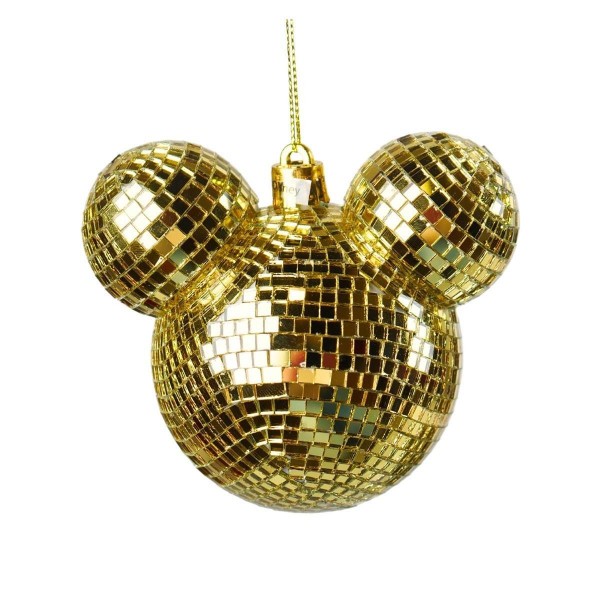 1 Adet 8x9cm Mickey Mouse Disco Topu Aynalı Ağaç Süsü Altın