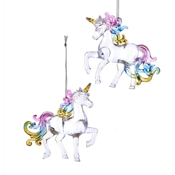 1 Adet 9,5cm Akrilik Unicorn At Yılbaşı Ağaç Süsü