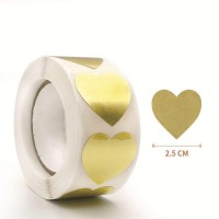 50 Adet 2,5cm Mini Parlak Kalp Sticker Yapışkanlı Etiket